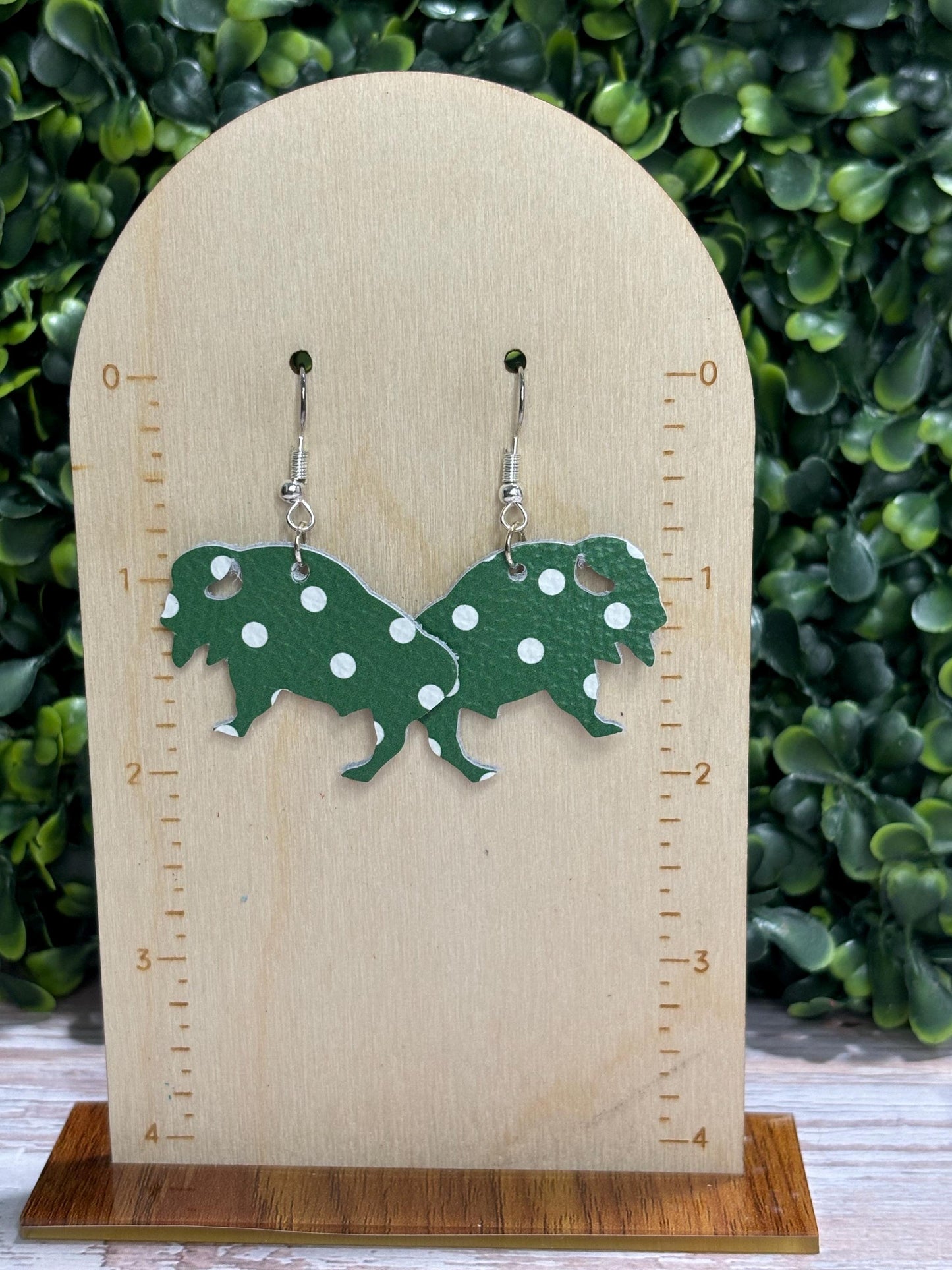 Genuine Polka Dot Leather Buffalo/Bison Dangle Earring