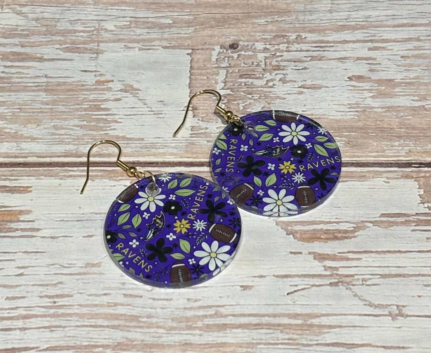 Acrylic Football Team Earrings