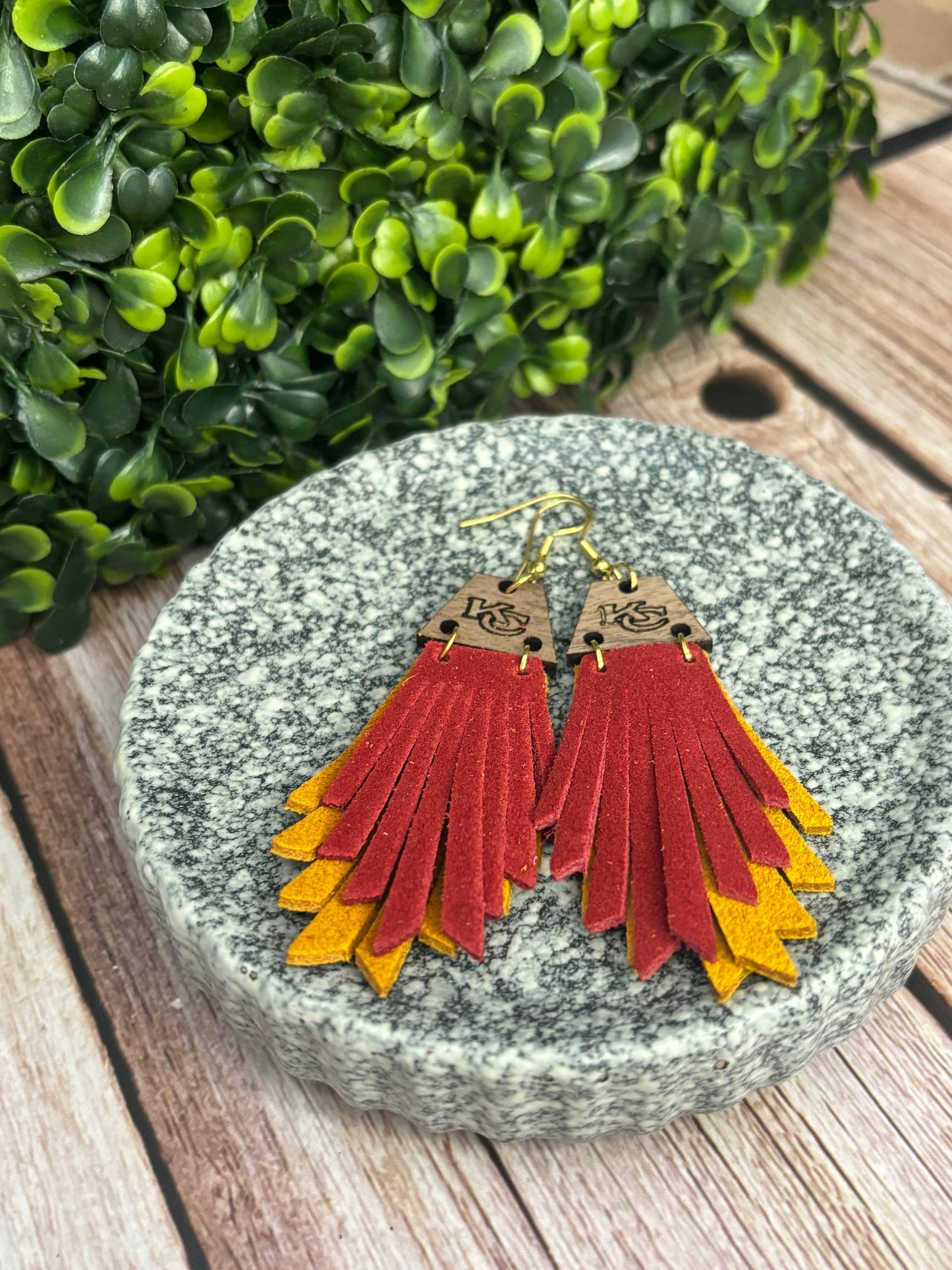 Kansas City Earrings, Chiefs Earrings, Genuine Suede