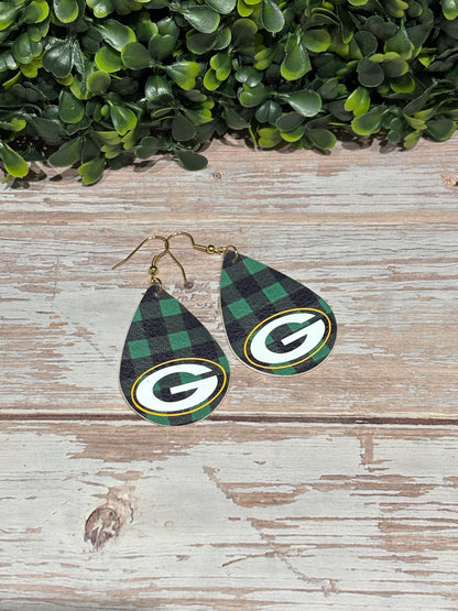 GB Buffalo Plaid Tear Drop Earrings, Pack Earrings
