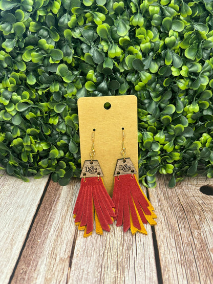 Kansas City Earrings, Chiefs Earrings, Genuine Suede