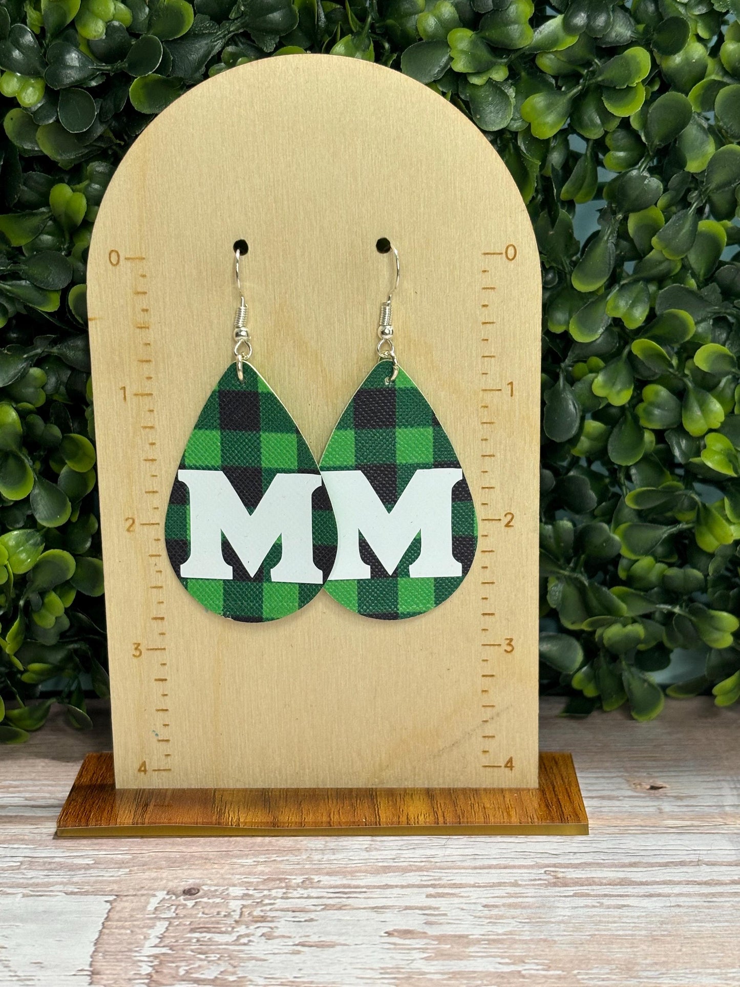 Green Buffalo Plaid Marshall Dangle Earrings