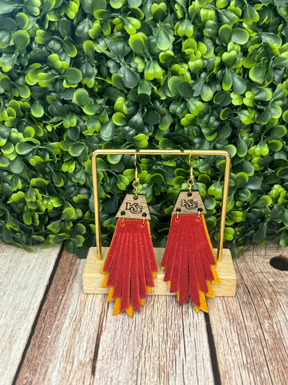 Kansas City Earrings, Chiefs Earrings, Genuine Suede