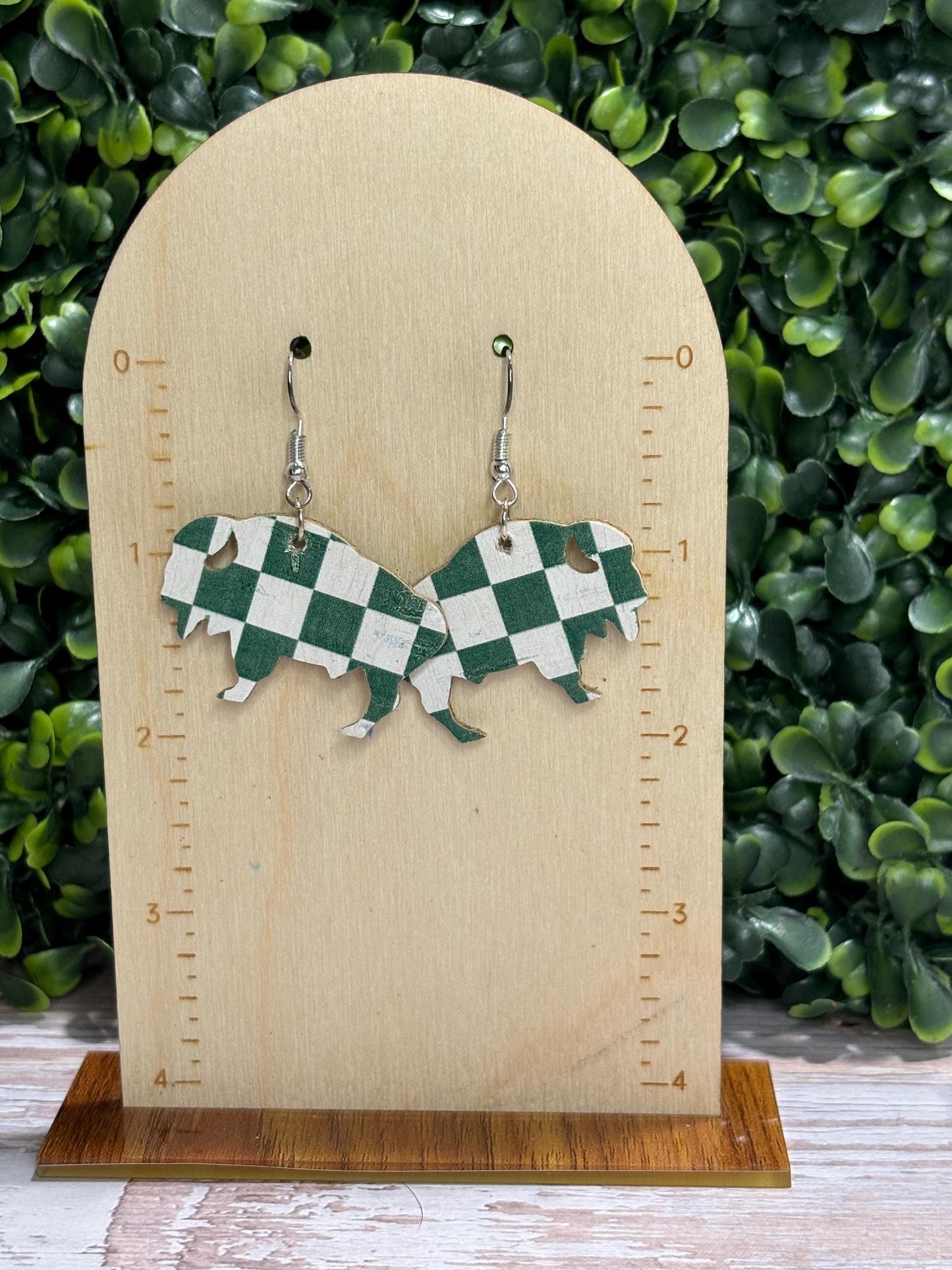 Cork Genuine Leather Buffalo/Bison Dangle Earring