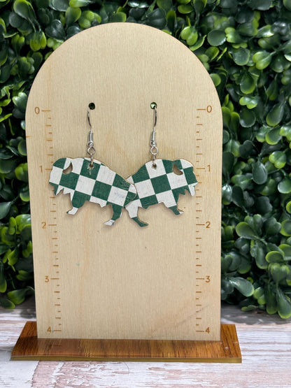 Cork Genuine Leather Buffalo/Bison Dangle Earring