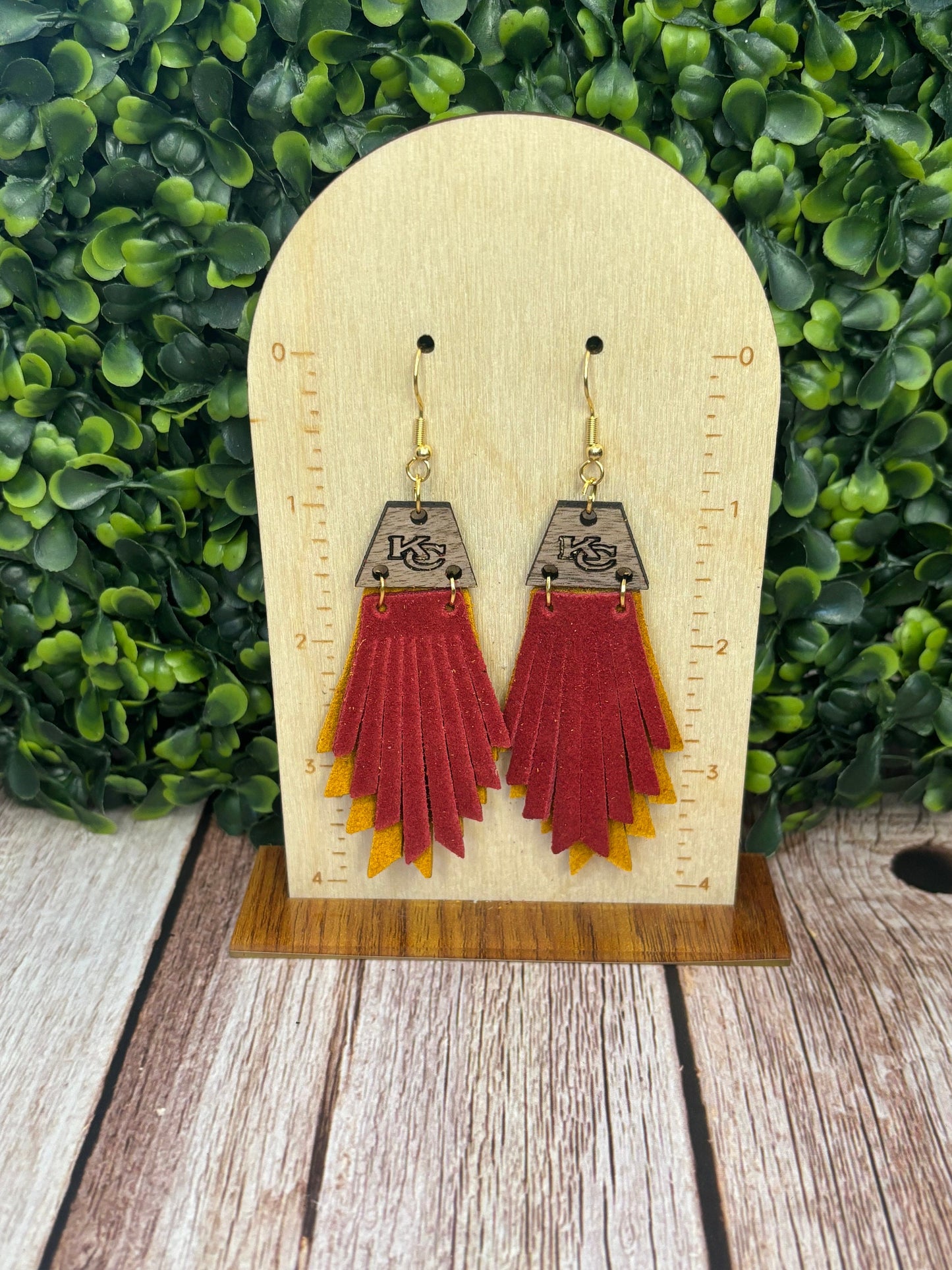 Kansas City Earrings, Chiefs Earrings, Genuine Suede