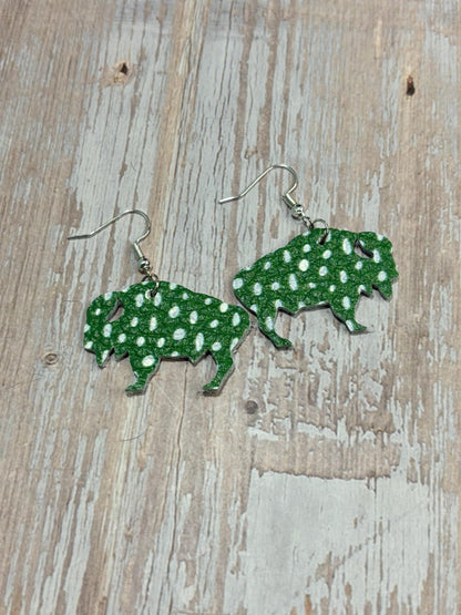 Genuine Pebbled Leather Buffalo/Bison Dangle Earring